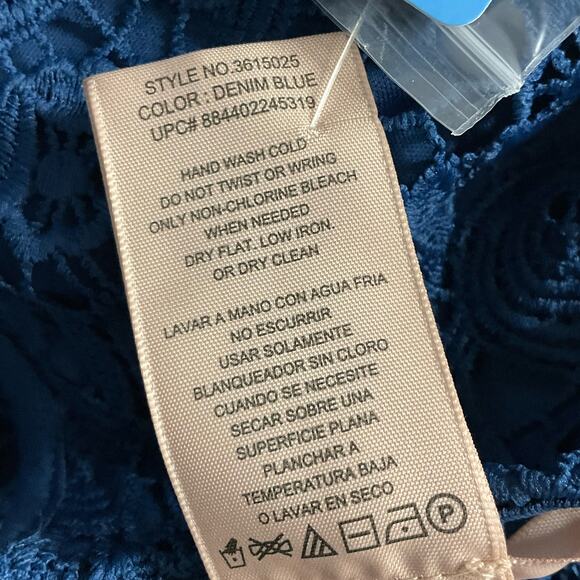 PHILOSOPHY Crochet Lace Pullover Top Shirt Denim Ocean Blue sz L NWT NEW - Picture 13 of 13